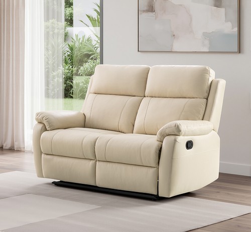 Cream italian leather - leather, seater