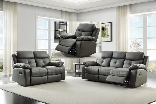 Dark grey leather seater 2 - dark,
