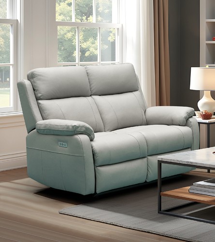 Grey italian leather seater - leather, 2