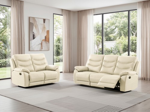 Cream italian leather seater - leather, 3
