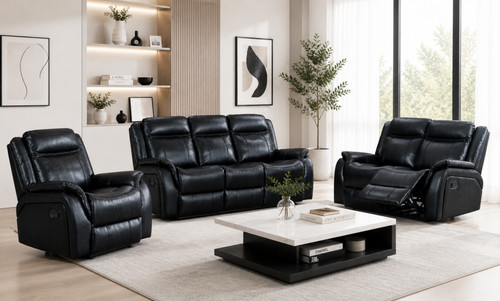 Black leather gel recliner - recliner, 3