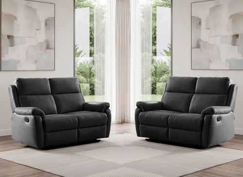 Black italian leather seater - black,