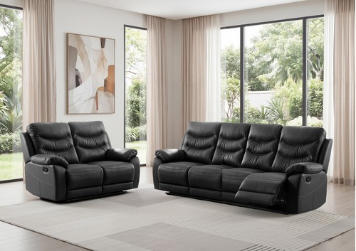 Black italian leather seater - leather,