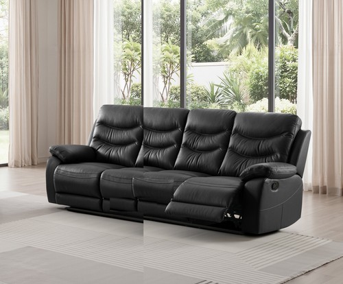 Black italian leather seater - black,