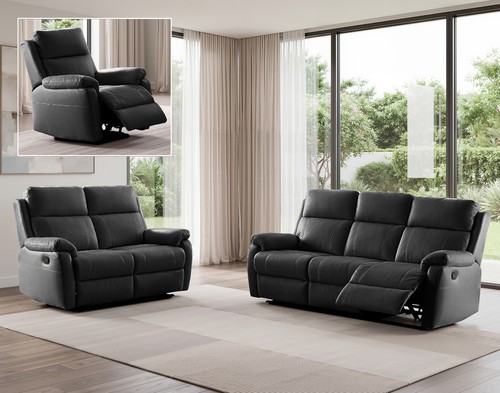 Black genuine leather - black,
