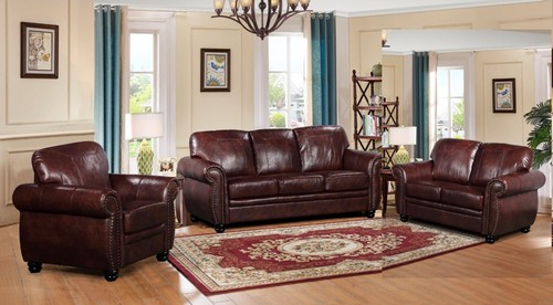 Brown leather seater - brown, or
